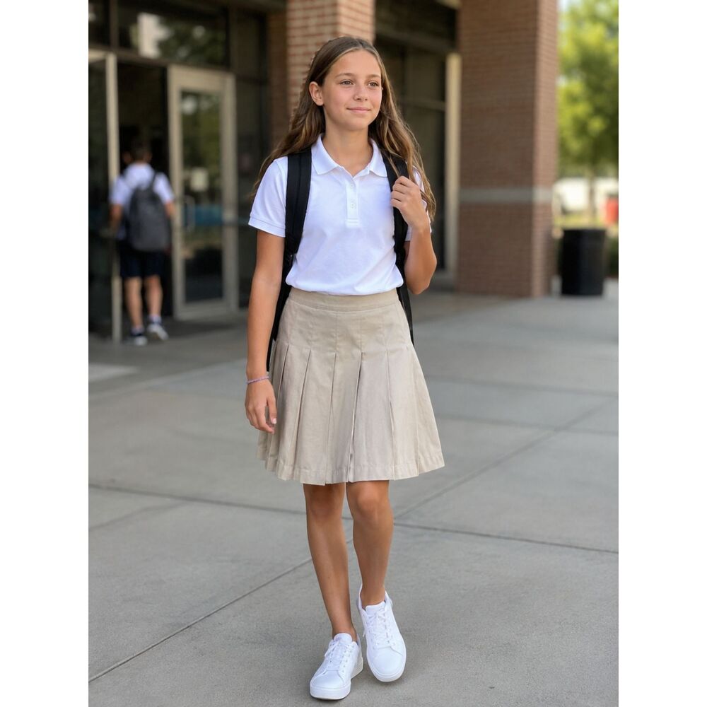 NWT Tan Cat & Jack Skort School Uniform Girls Size 12 Plus Khaki Pleated Preppy